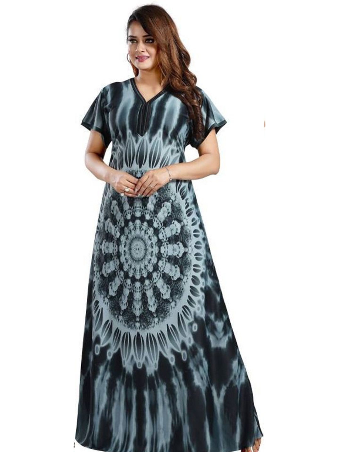 

PR PINK ROYAL Printed Maxi Nightdress, Black