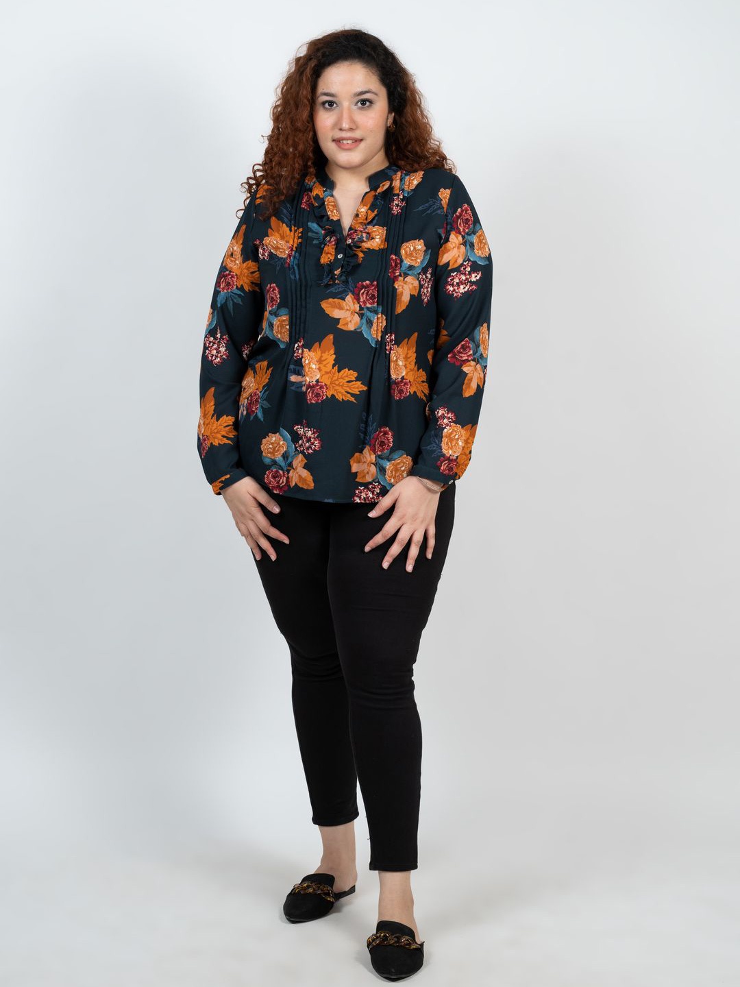 

XOXO Cherry Women Plus Size Floral Printed Top, Teal