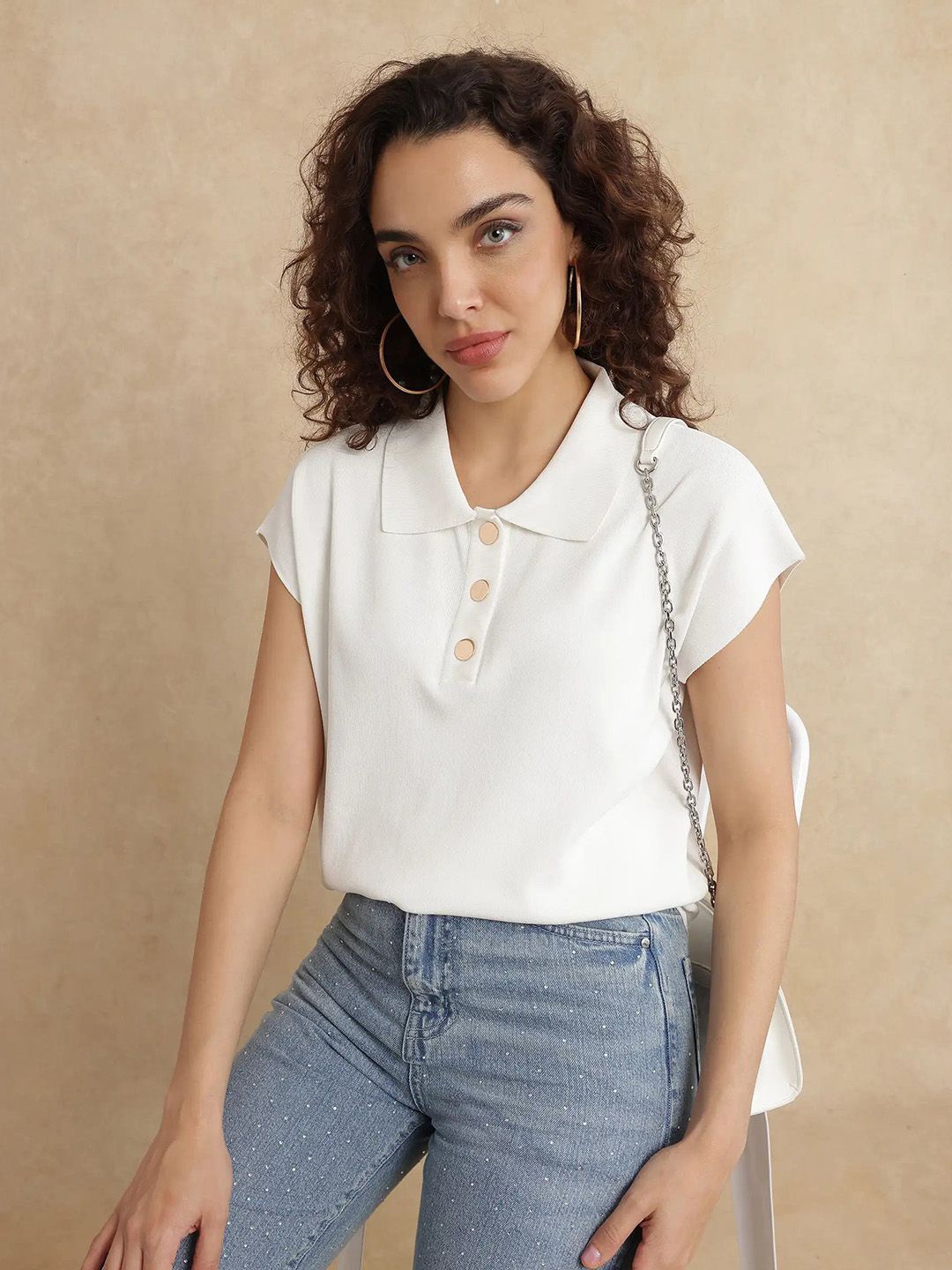 

RAREISM Prepol Primary Women Extended Sleeves Boxy Top, Off white