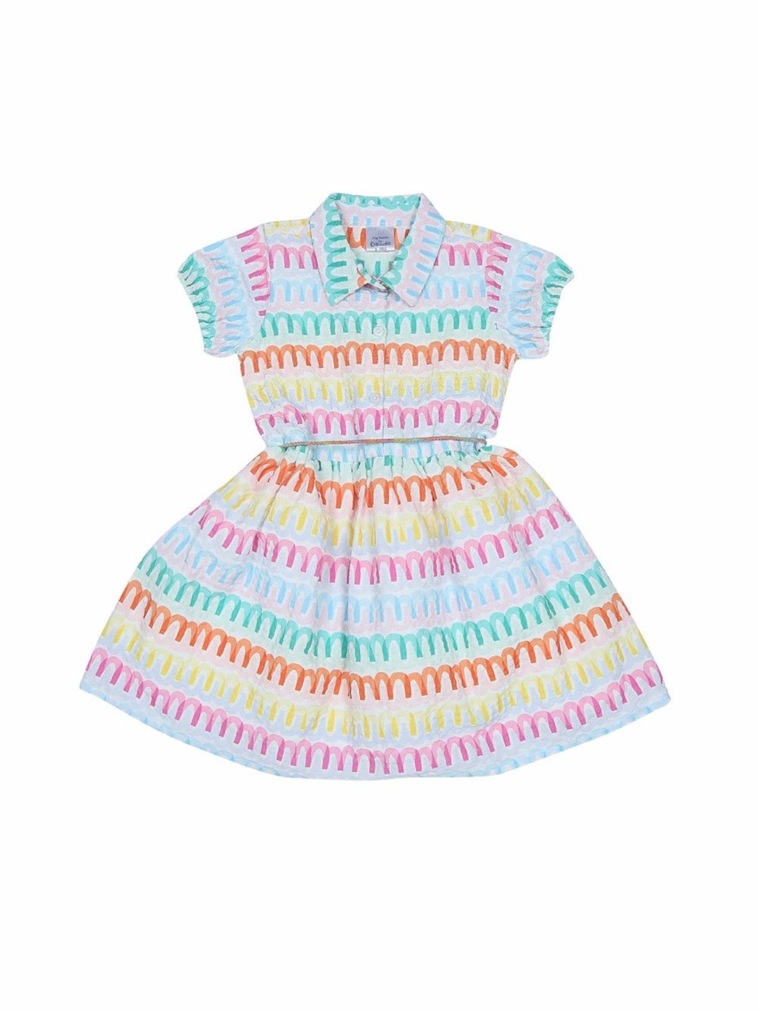 

Doodle Print Satin Fit & Flare Dress, Pink