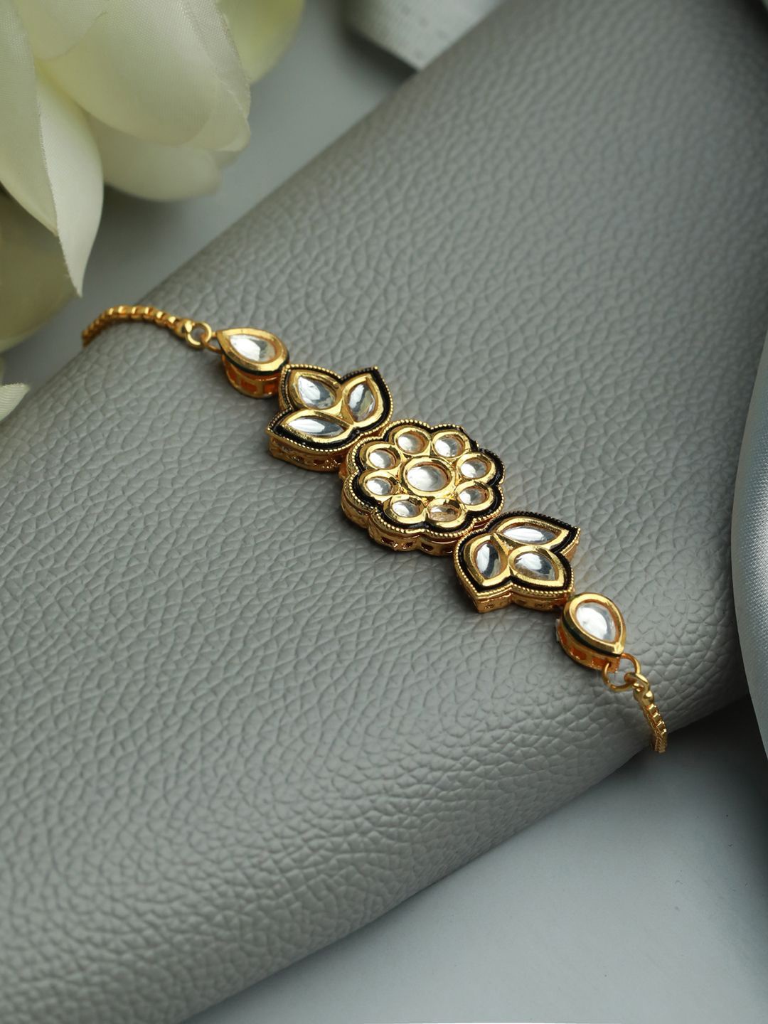 

Anouk Women Kundan Meenakari Gold-Plated Wraparound Bracelet