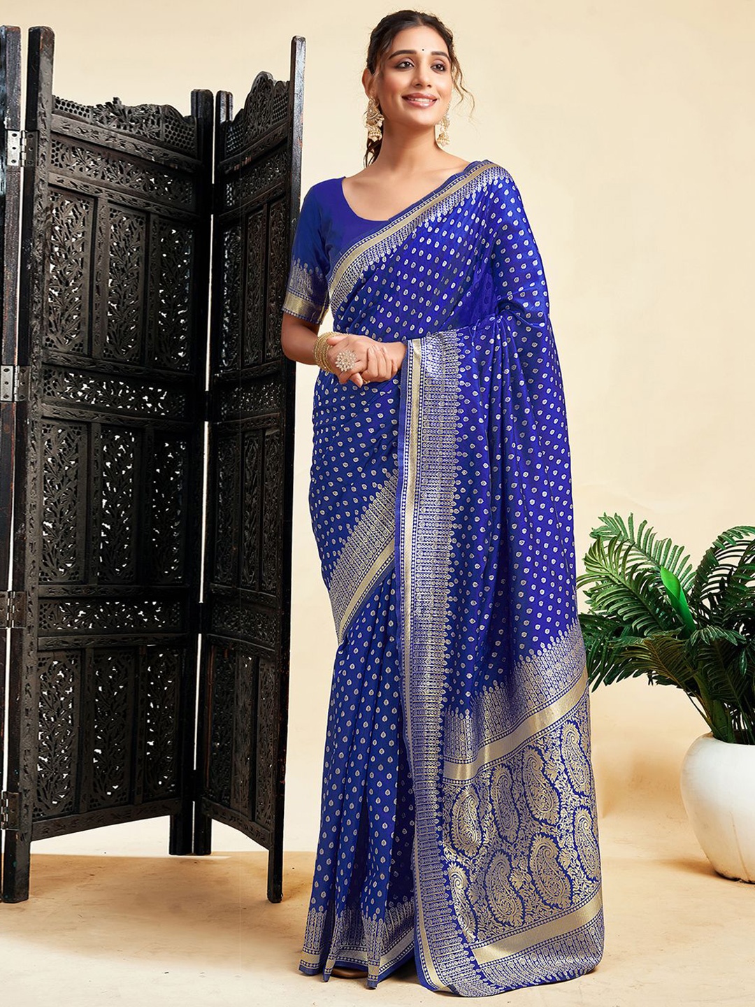 

HERE&NOW Women Sarees, Navy blue