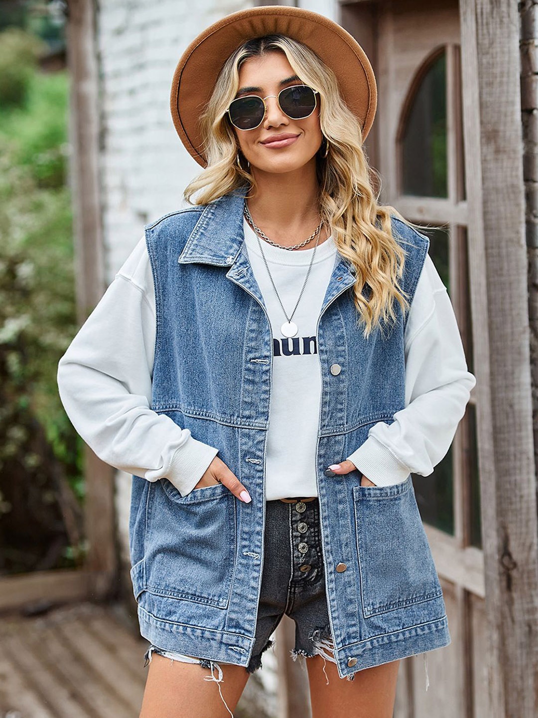 

StyleCast Women Lightweight Longline Denim Jacket, Blue