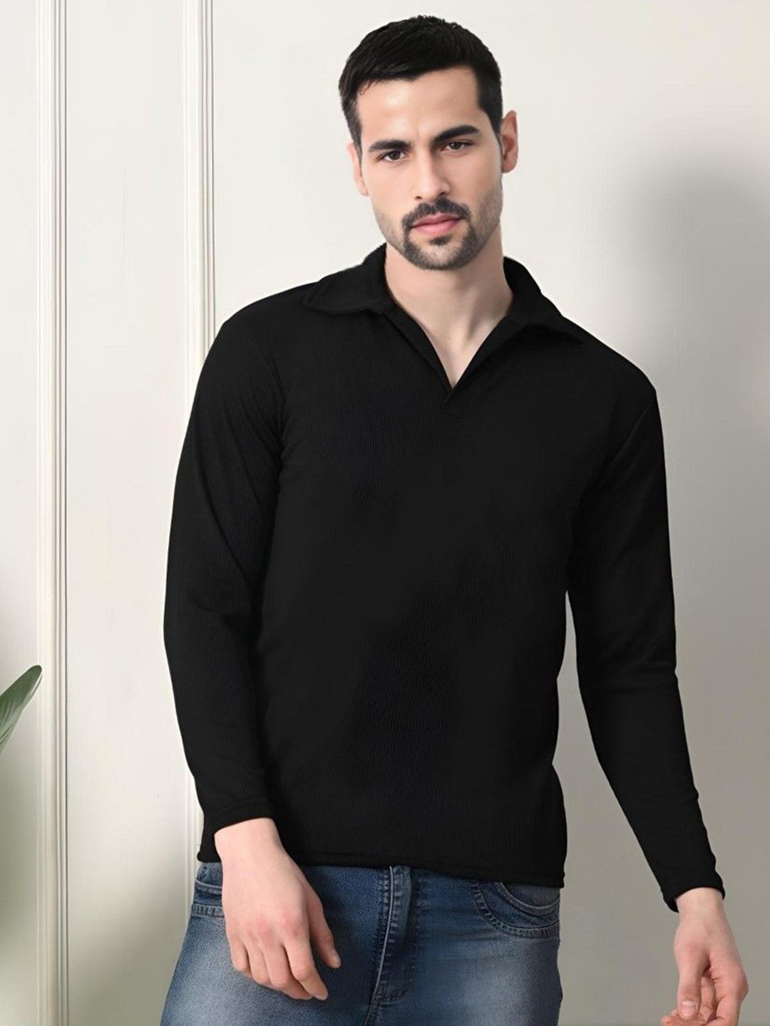 

Moda Rapido Men Solid Polo Collar T-shirt, Black