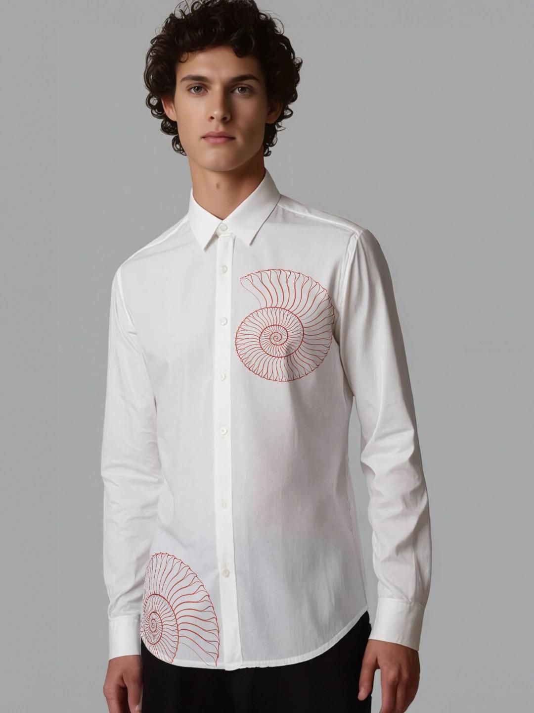 

HE SPOKE Men Smart Tailored Fit Opaque Casual Shirt, White
