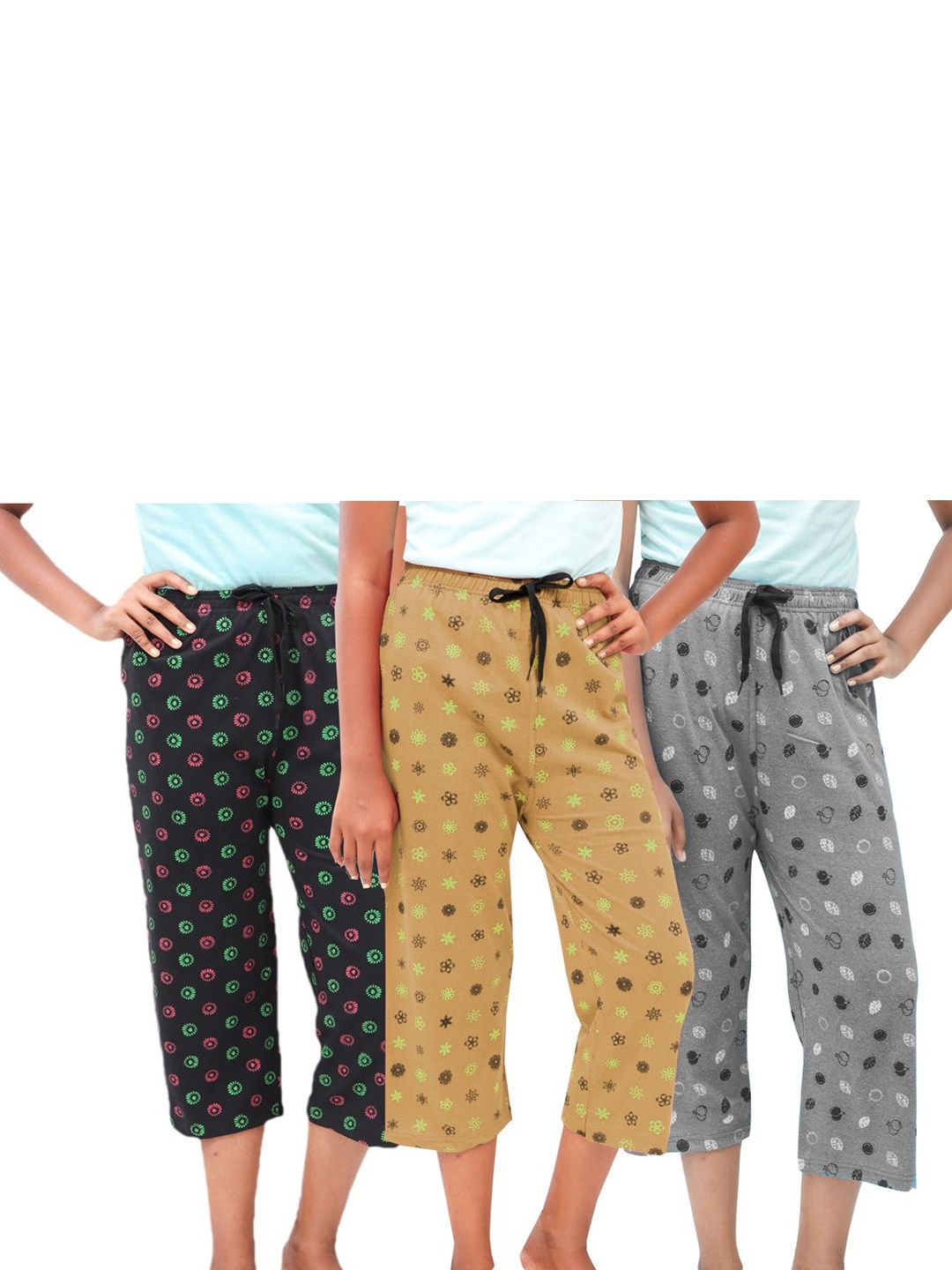 

AFRA GARMENTS Women Printed Capris, Nude