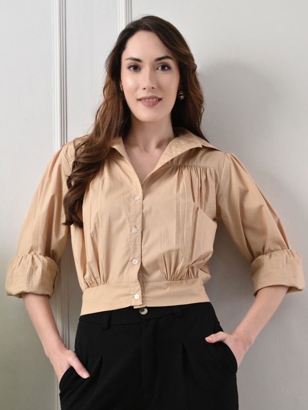 

LABEL REGALIA Women Smart Opaque Casual Shirt, Brown