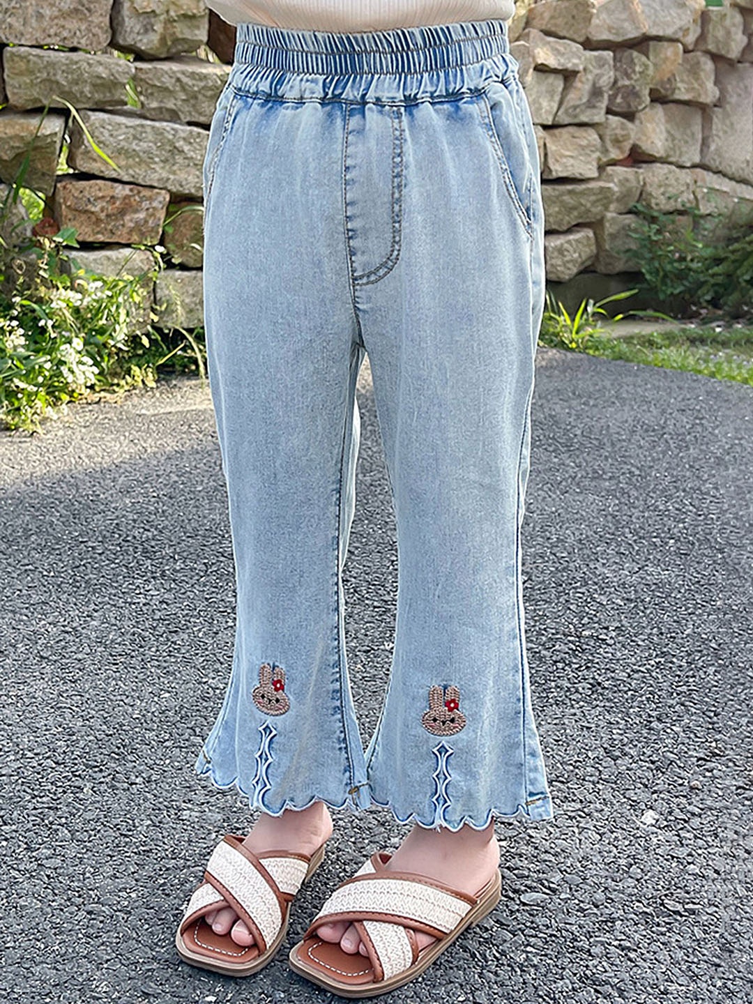 

LULU & SKY Girls Bootcut High-Rise Highly Distressed Jeans, Blue