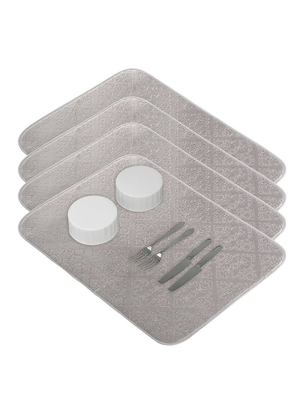 

Kuber Industries 4-Pcs Grey Non Slip Dish Drying Mats
