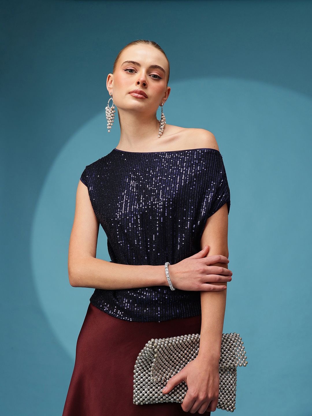 

The Roadster Lifestyle Co Women Embellished Blouson Top, Blue