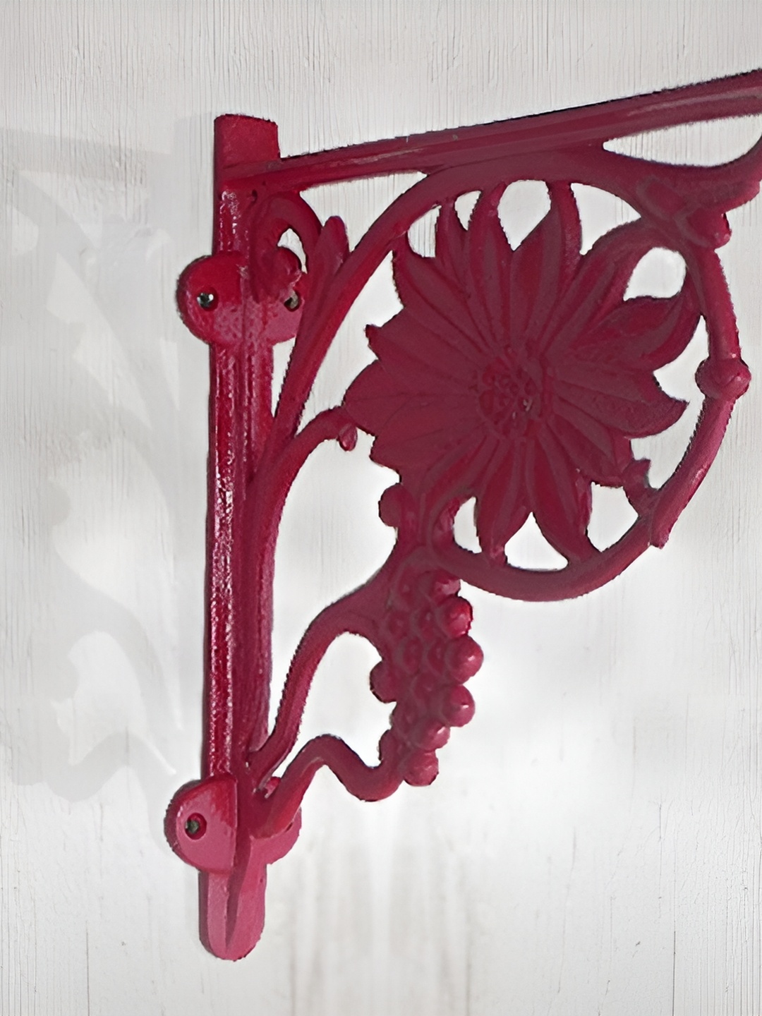 

Indianshelf Red Floral Shaped Wall Hanging Plant Holder Aluminum Bracket