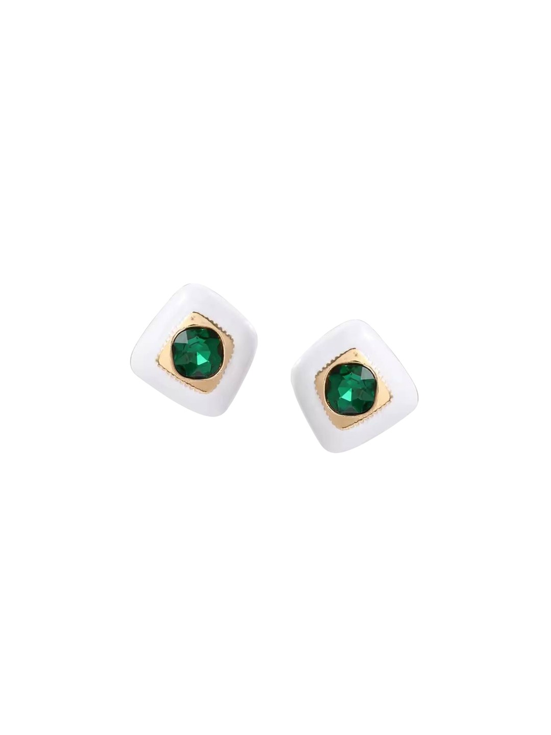 

DKane Designs Gold-Plated Artificial Stones Studded Contemporary Shaped Studs, White