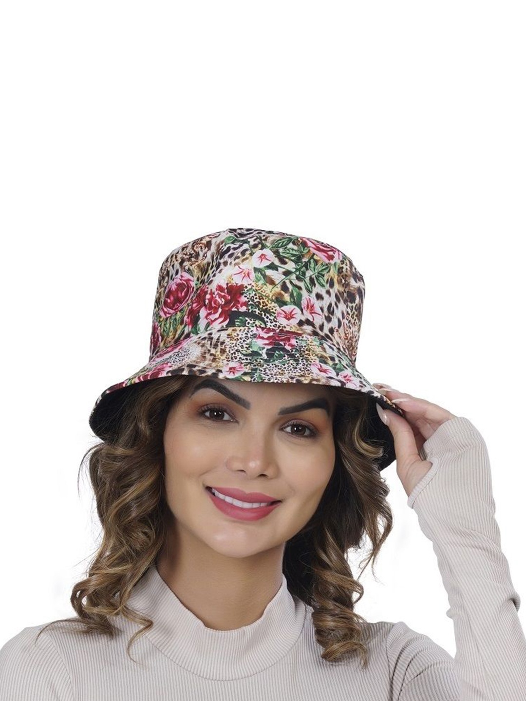 

Alexvyan Rose Printed Reversible Bucket Hat, Pink