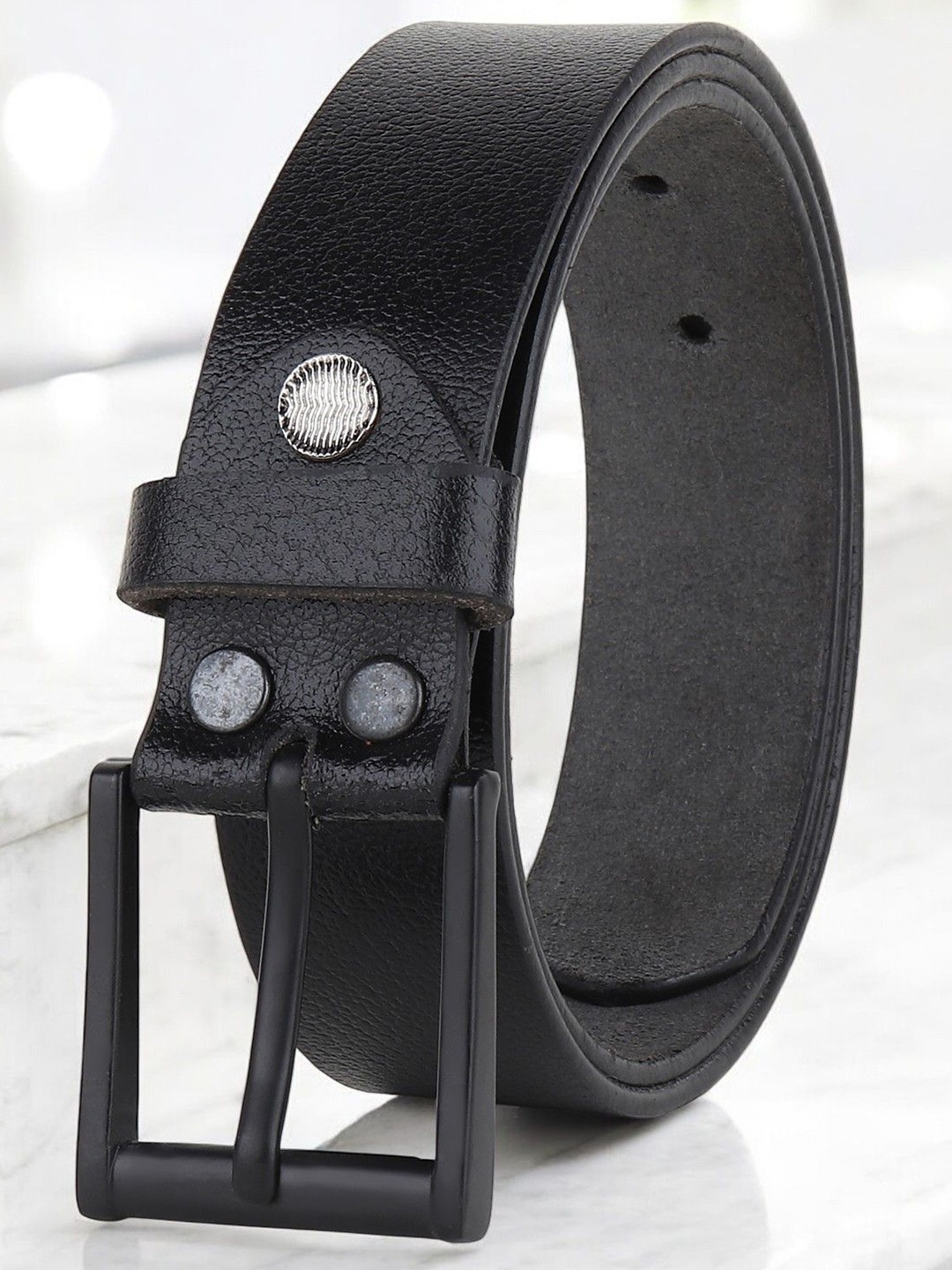 

Metronaut Men Textured Leather Formal Belt, Black
