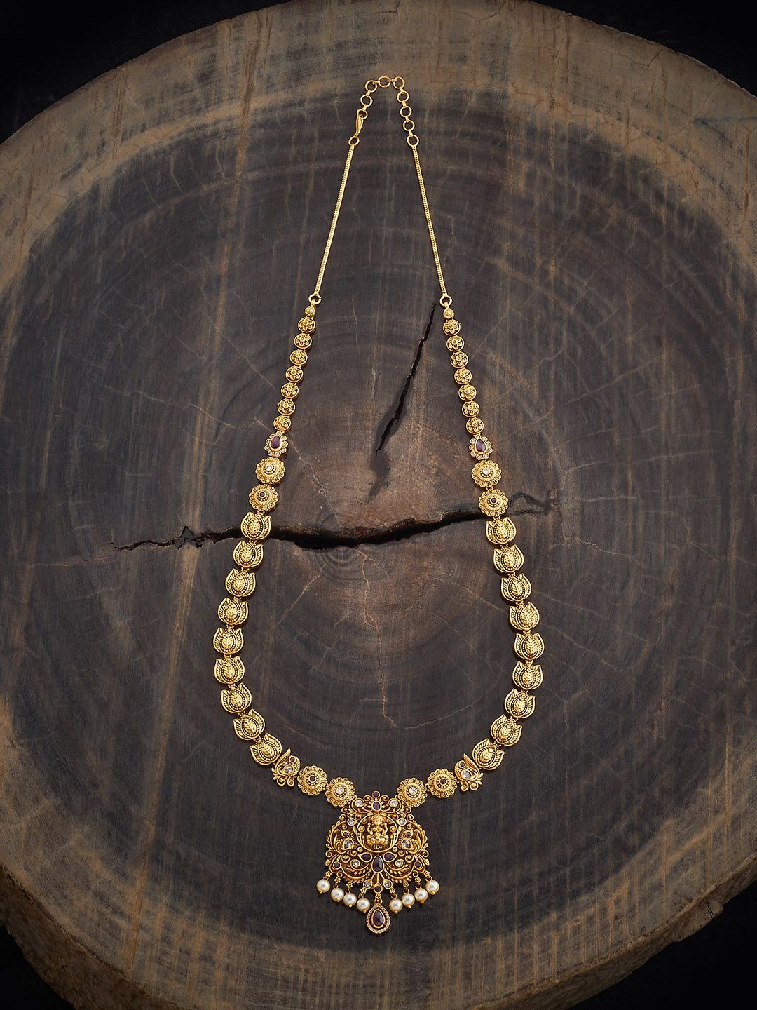 

Kushal's Fashion Jewellery Copper Gold-Plated Stone Studded & Beaded Antique Necklace