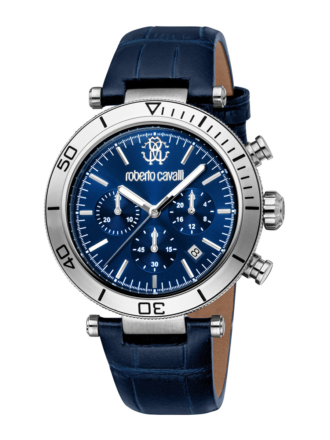 

Roberto Cavalli Men Dial & Leather Straps Analogue Automatic Watch RC5G128L0025, Blue