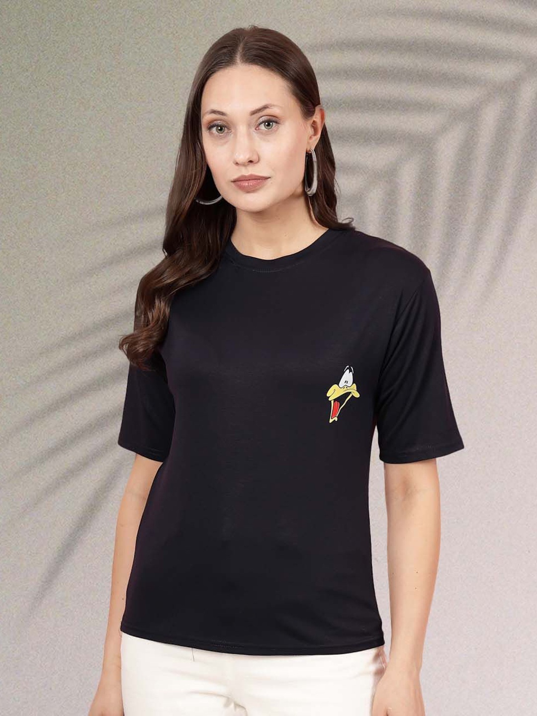 

all about you Women Graphic Printed Round Neck T-shirt, Navy blue