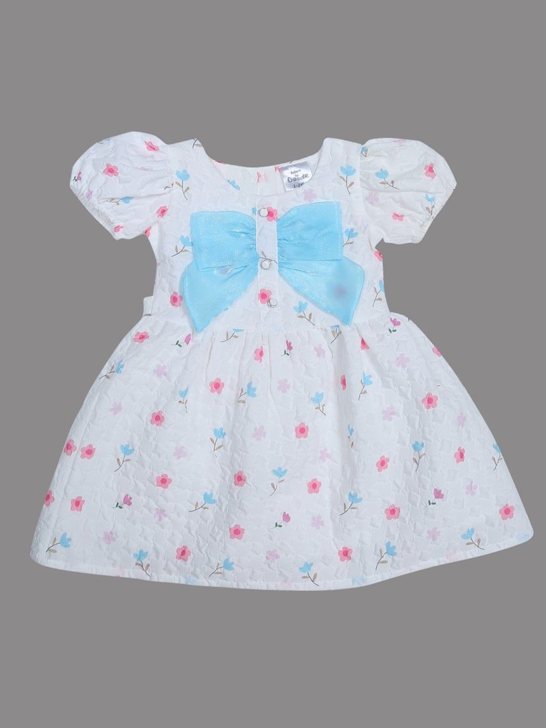 

Doodle Girls Floral Printed Fit & Flare Knee Length Dress, White