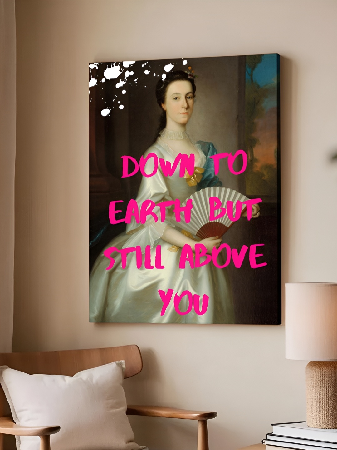 

Art Street White & Pink Feminist Altered Stretch Canvas Wall Painting