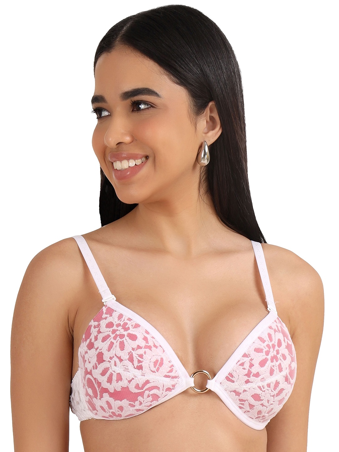 

SELFCARE Abstract Bra Half Coverage Lightly Padded, White