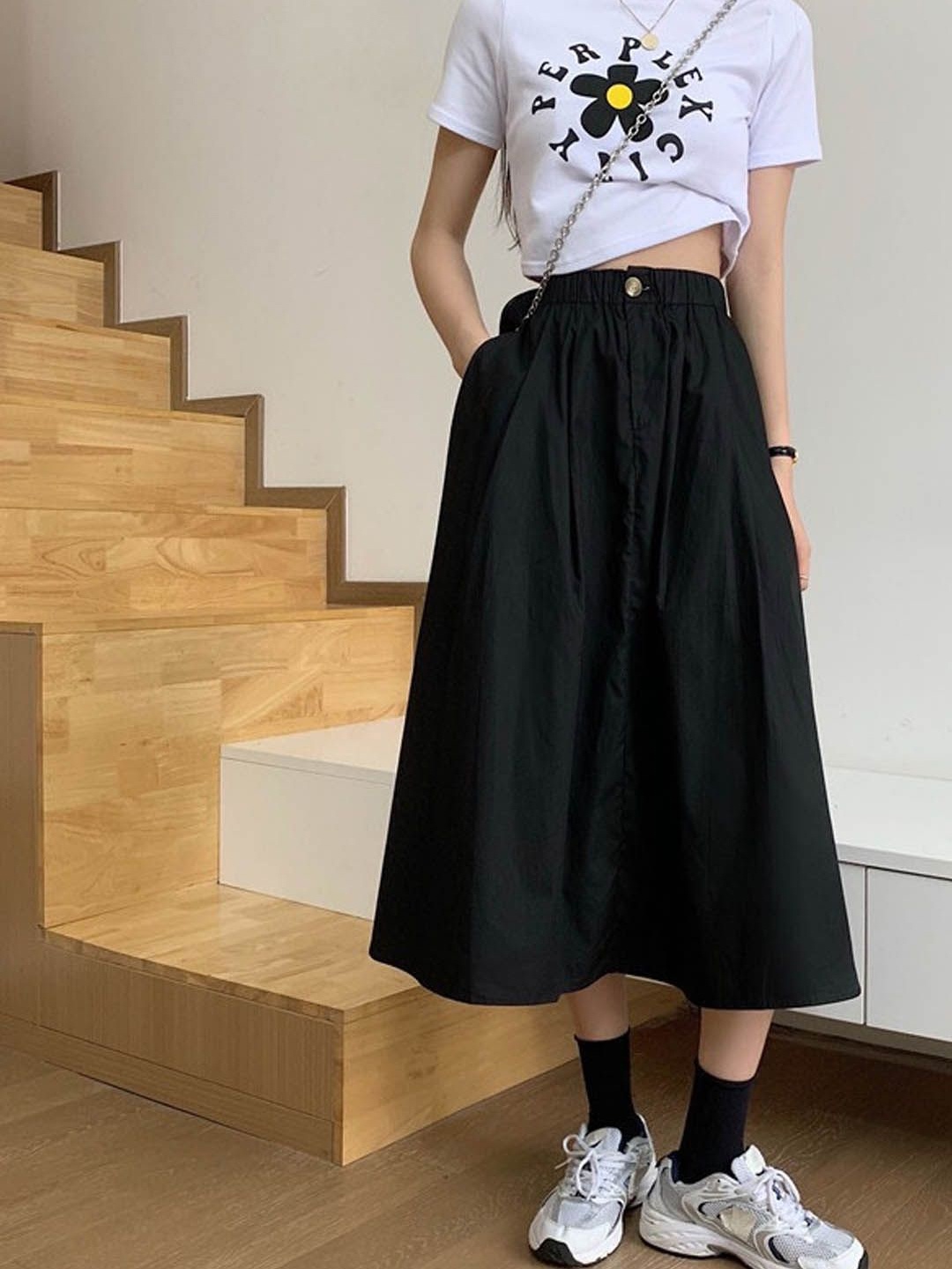 

StyleCast Pleated Midi Skirt, Black