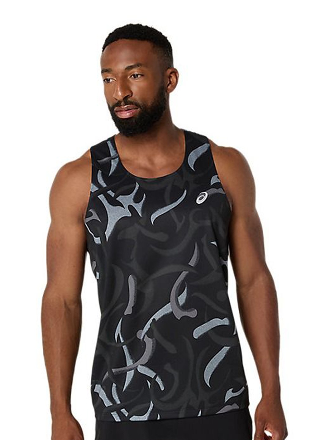 

ASICS Men Abstract Printed Round Neck T-shirt, Black