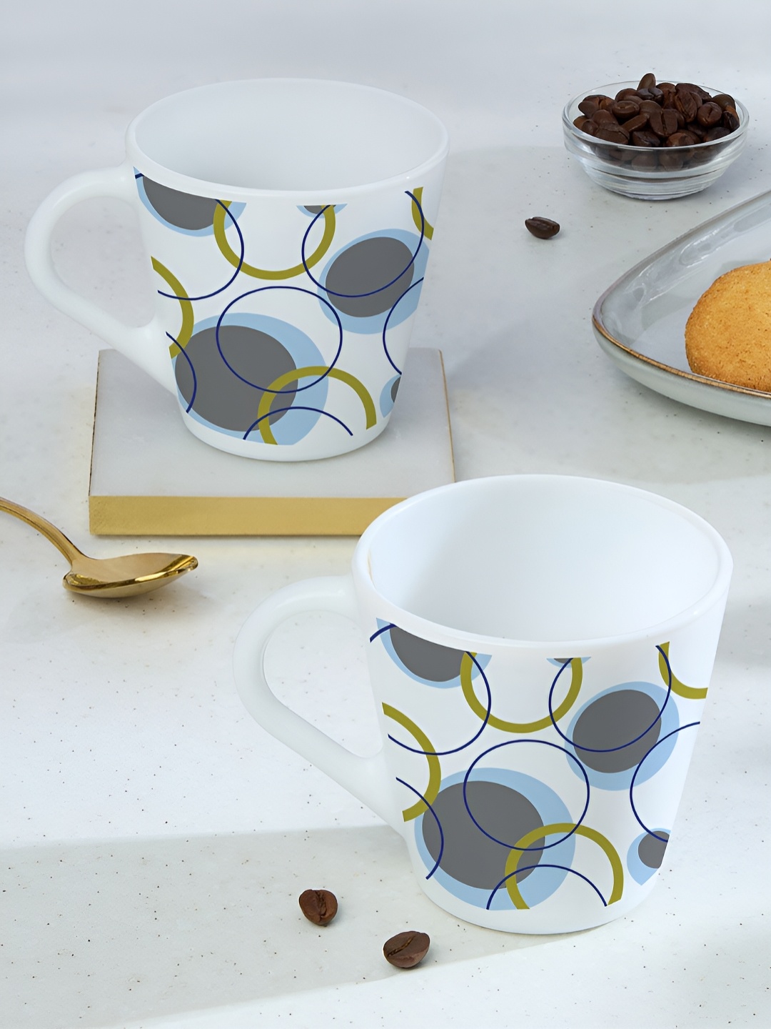 

Larah by BOROSIL White Opalware Mugs Set of Cups and Mugs