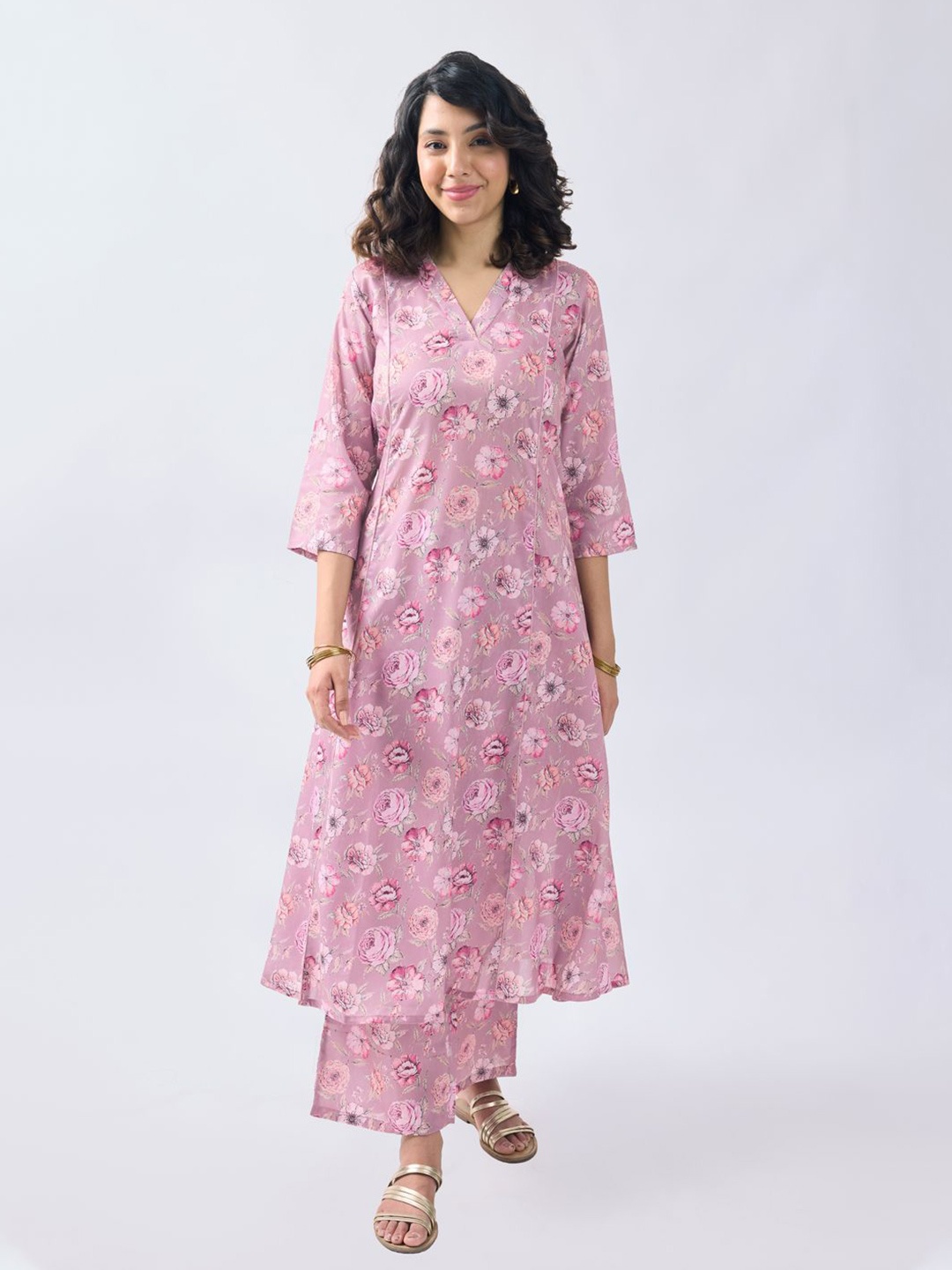 

KERI PERRY Floral Print Fit & Flare Midi Dress, Pink