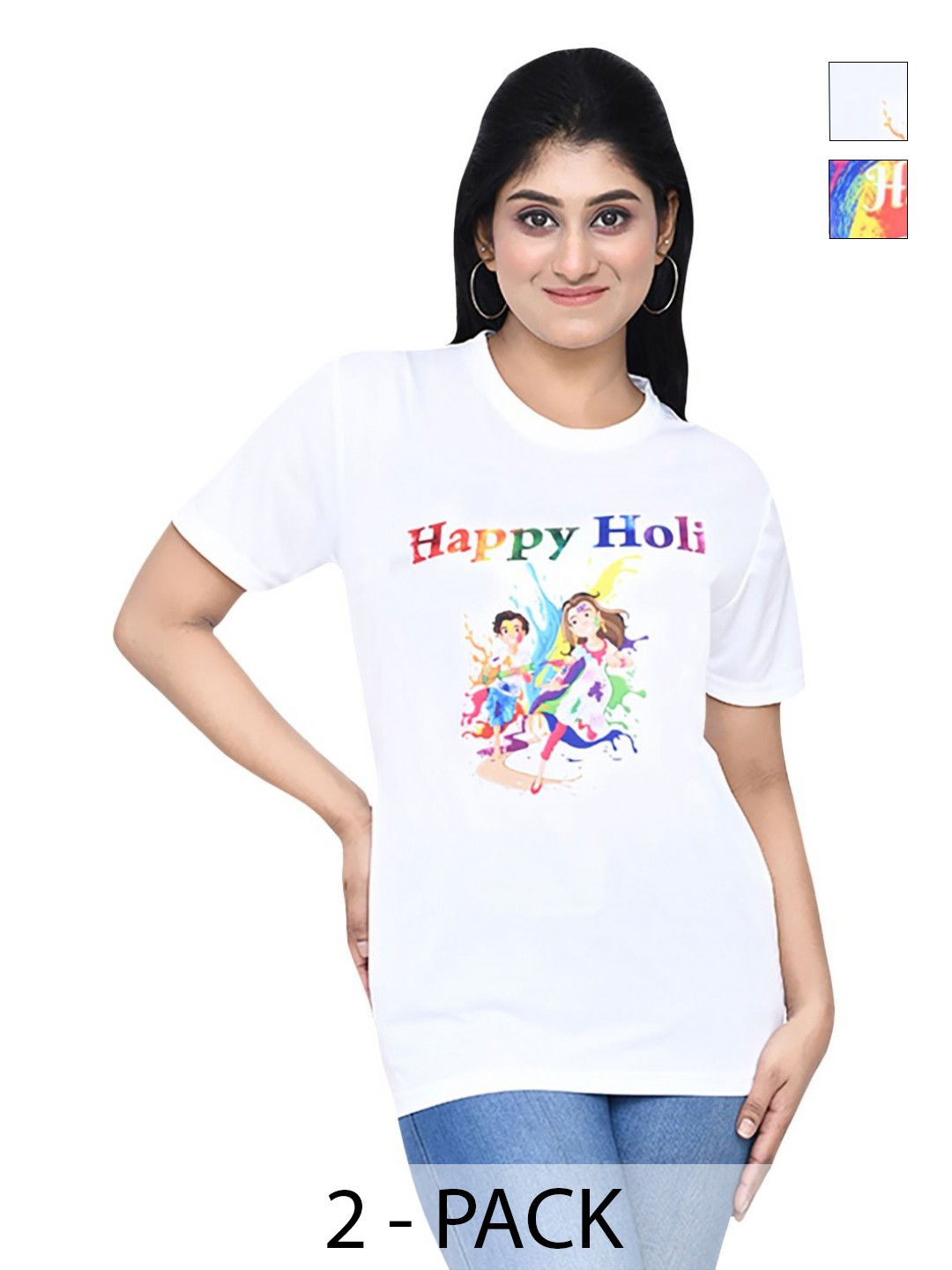 

RAPL Women 2 Printed Applique T-shirt, White