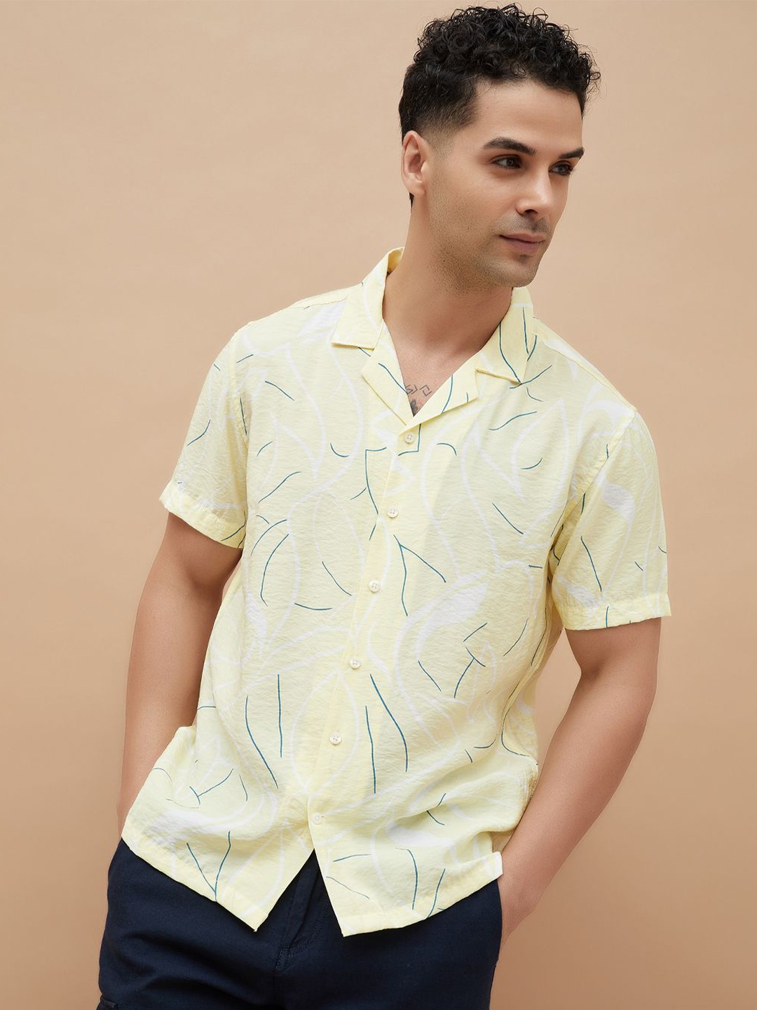 

CODE by Lifestyle Men Opaque Printed Casual Shirt, Yellow