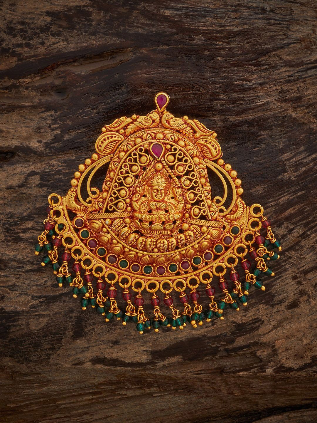 

Kushal's Fashion Jewellery 92.5 Sterling Silver Gold-Plated Stones Studded Pendant