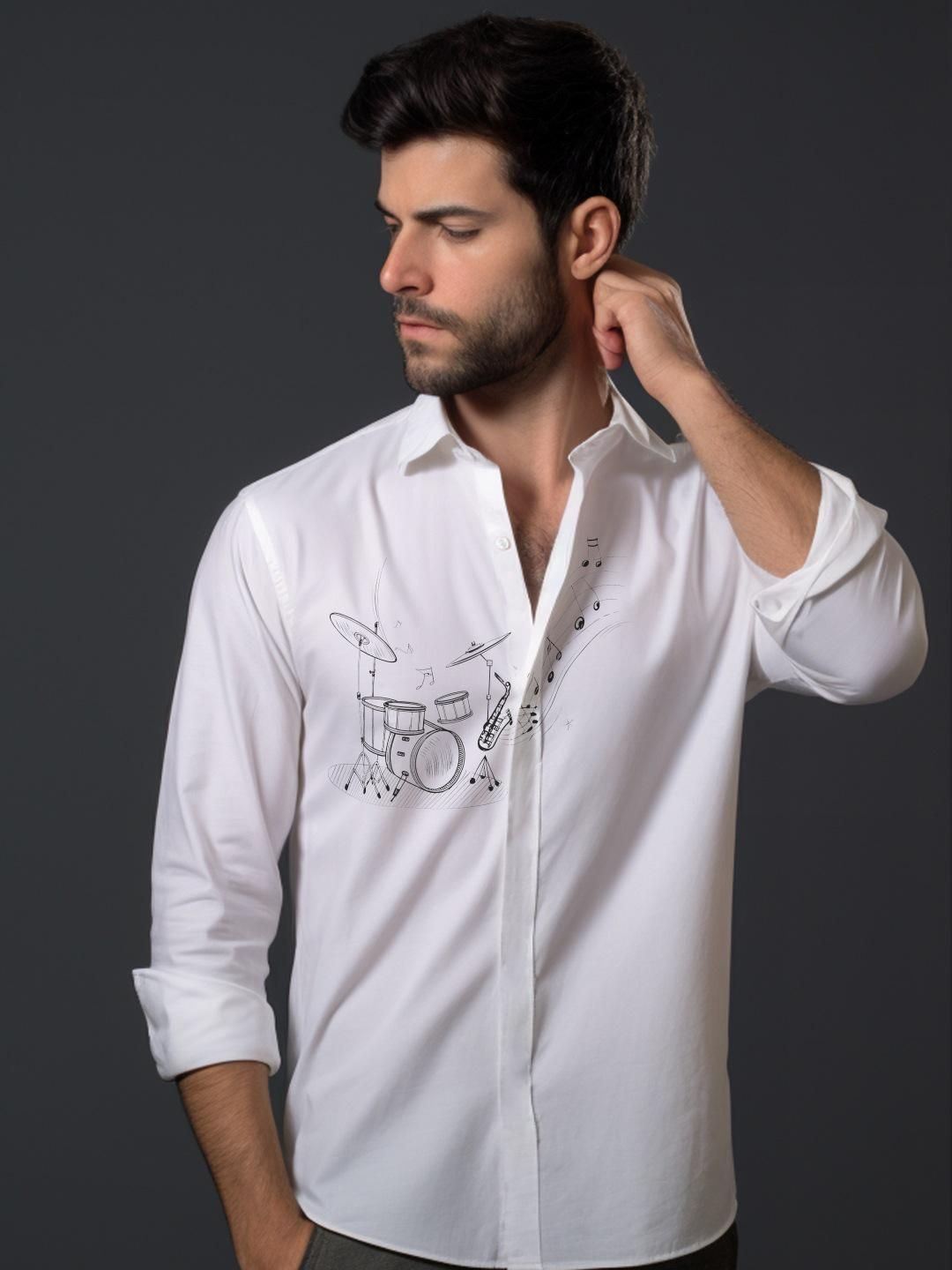 

HE SPOKE Men Smart Tailored Fit Opaque Casual Shirt, White