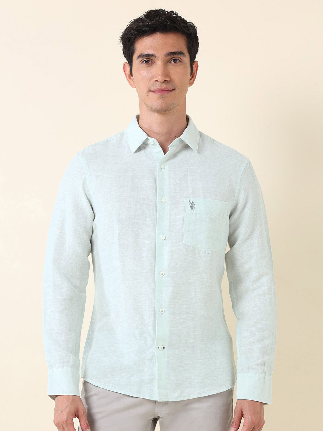 

U.S. Polo Assn. Men Tailored Fit Opaque Casual Shirt, Green