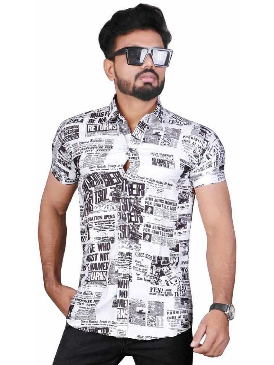 

iCome Men Classic Opaque Printed Casual Shirt, Multi