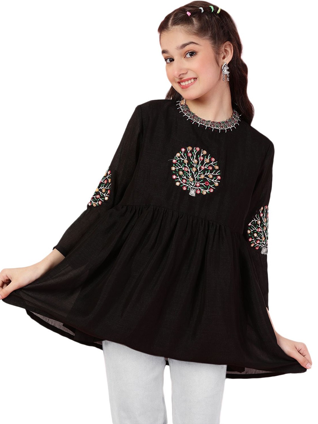 

Miss & Chief Embroidered Top, Black