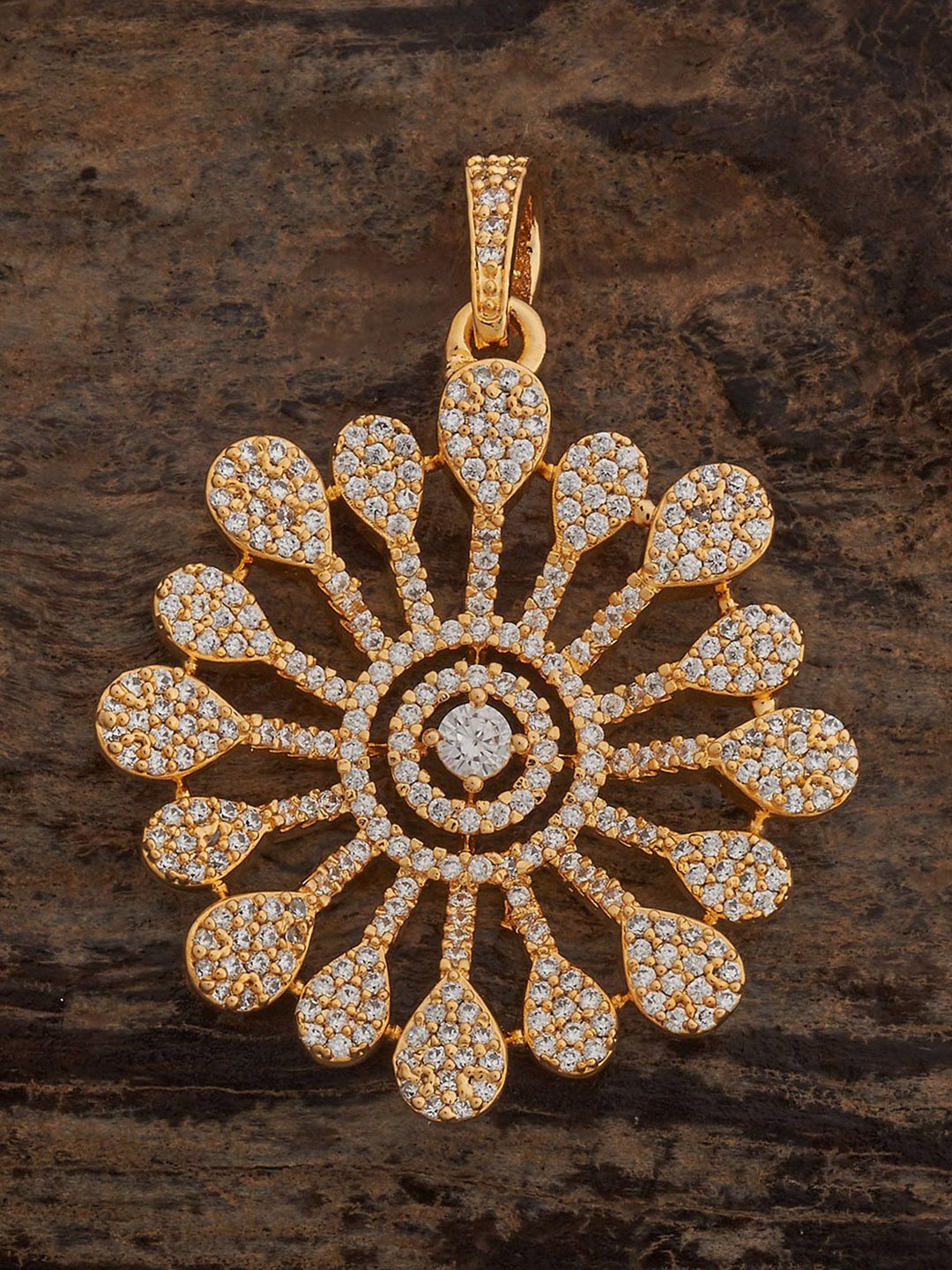 

Kushal's Fashion Jewellery Gold-Plated Contemporary Zircon Studded Pendant