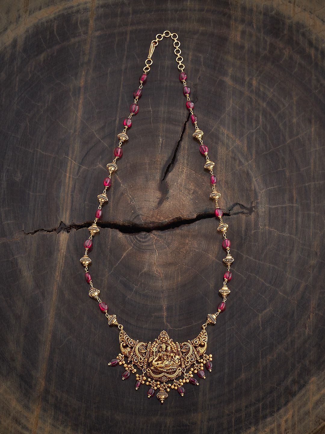 

Kushal's Fashion Jewellery Copper Gold-Plated Stone Studded & Beaded Antique Necklace