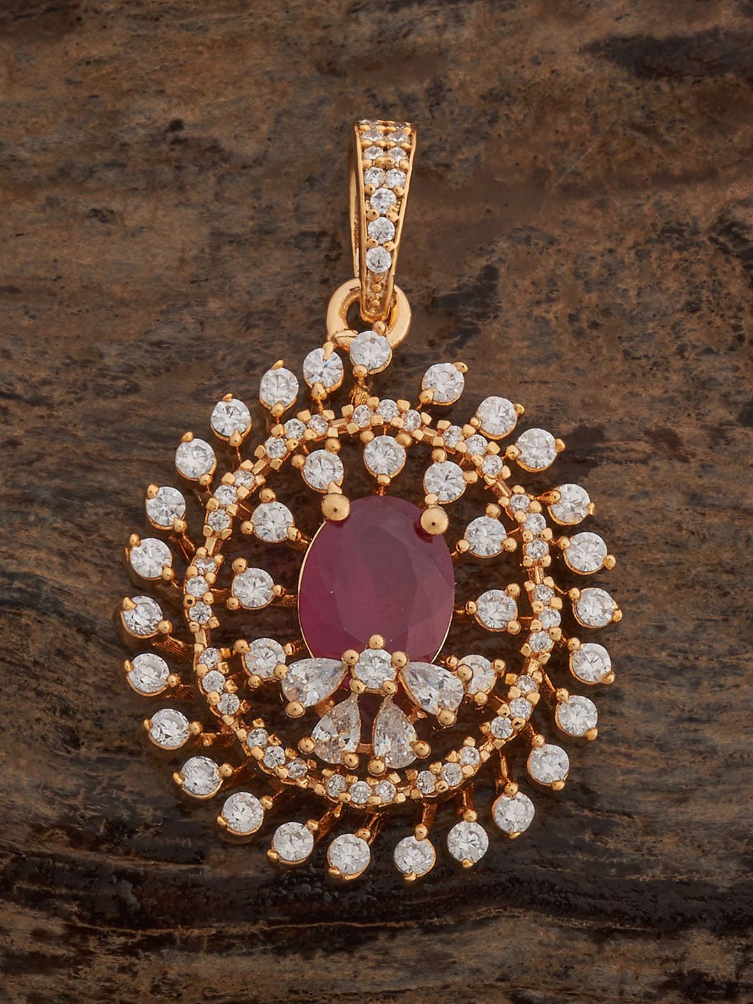 

Kushal's Fashion Jewellery 92.5 Sterling Silver Gold-Plated CZ Circular Pendant