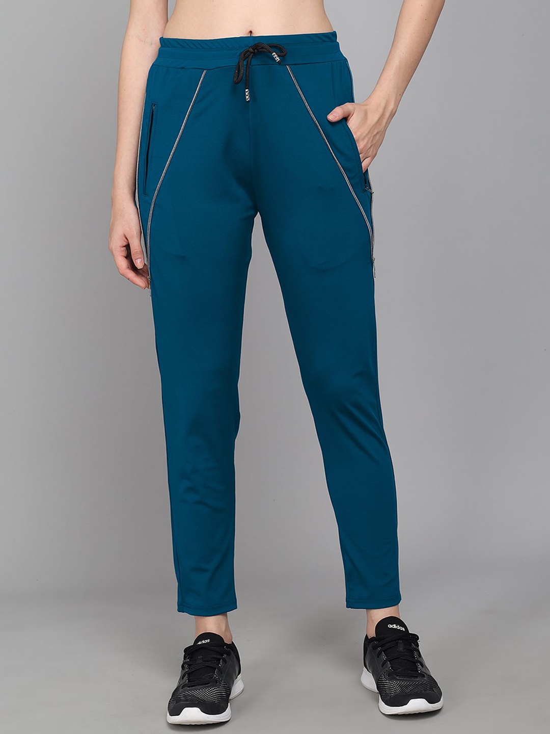

FLOREOS Women Mid-Rise Track Pants, Blue