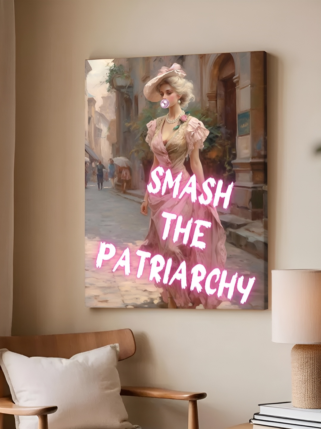 

Art Street Feminist Altered Stretch Pink And White Millennials Canvas Wall Art