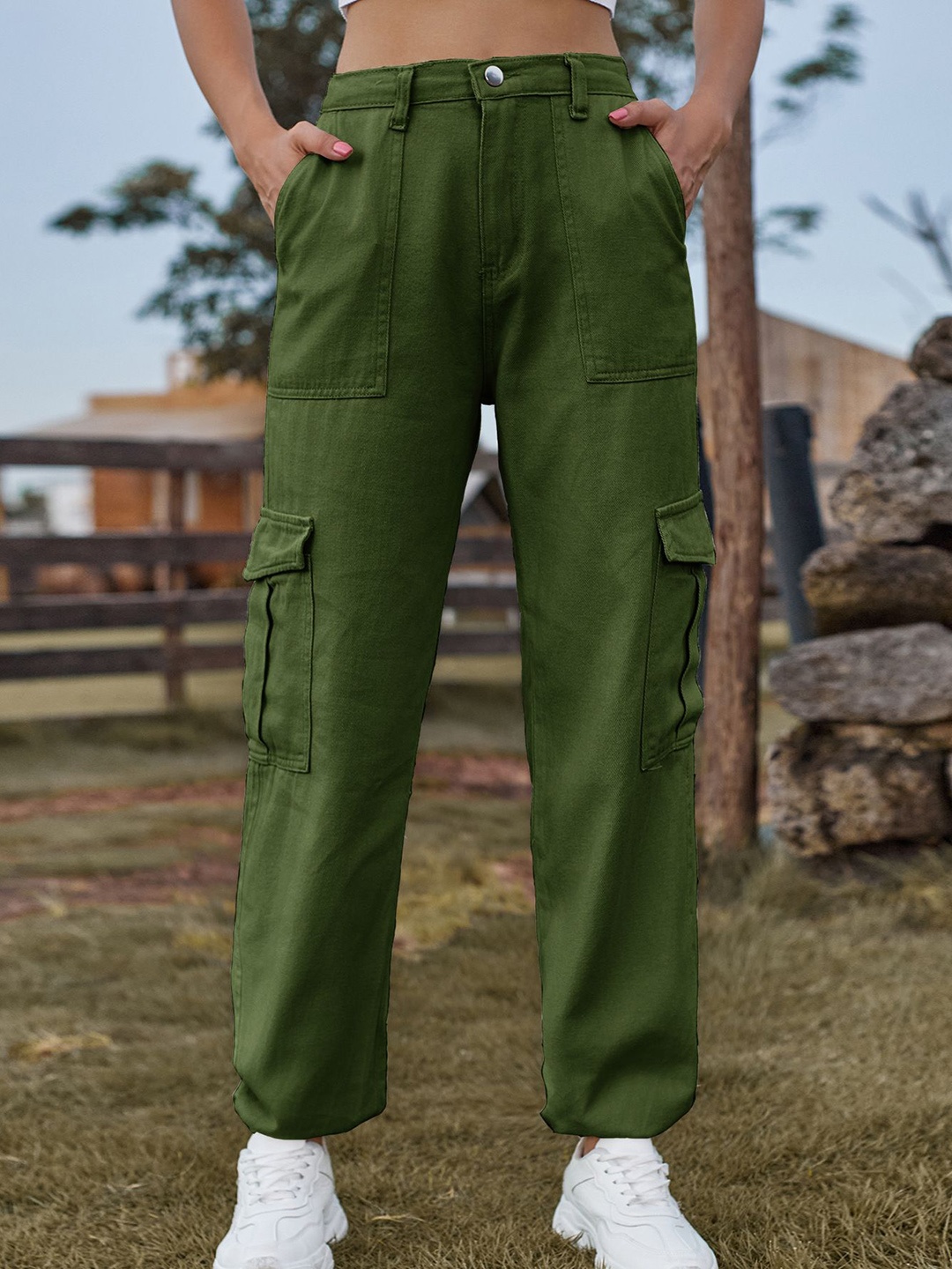 

StyleCast Women Cargos Trousers, Olive