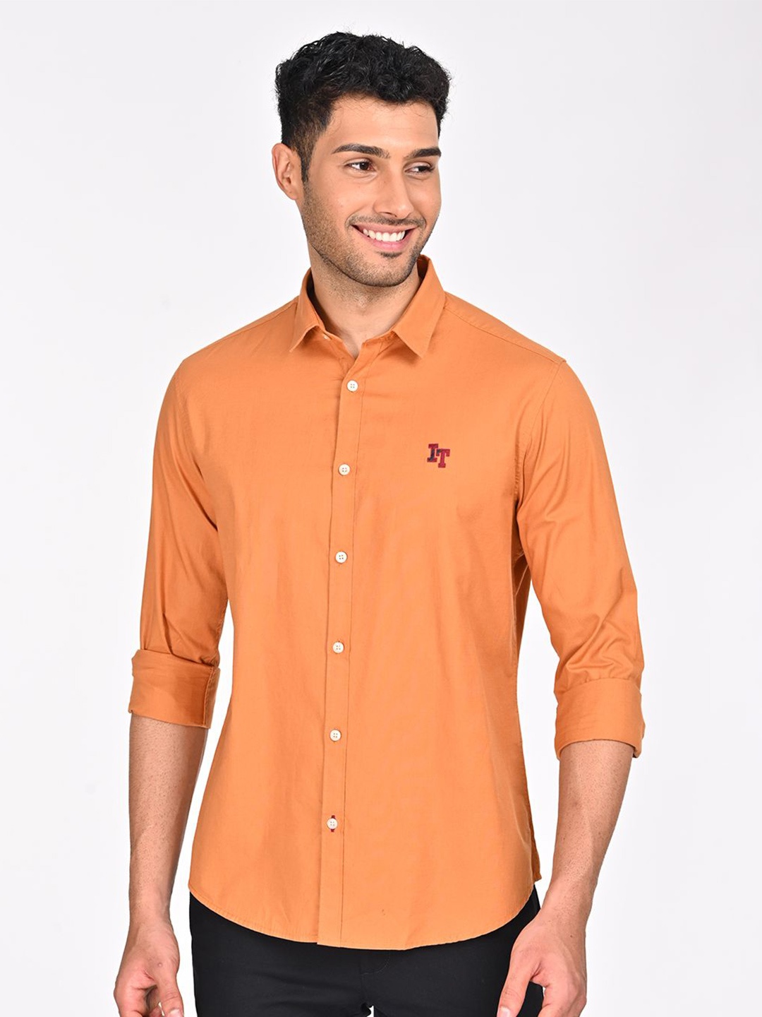 

Indian Terrain Men Classic Slim Fit Opaque Casual Shirt, Orange