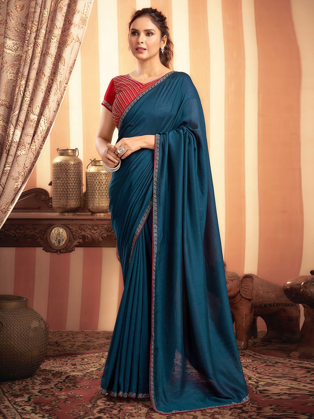 

all about you Embellished Saree, Blue