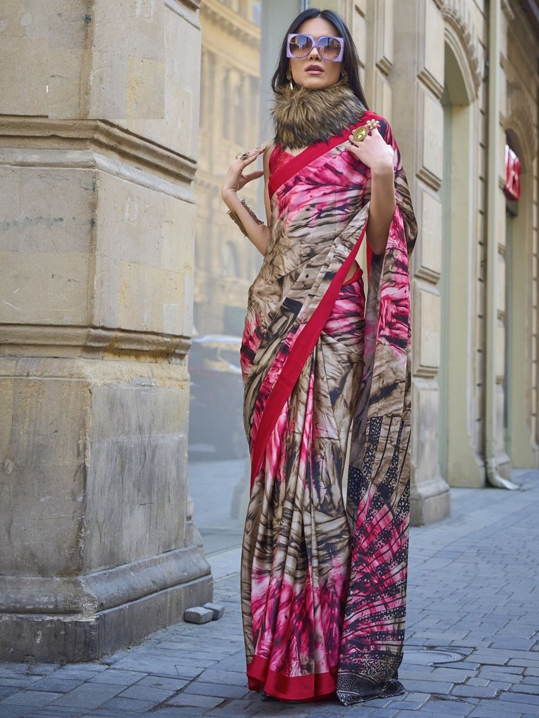 

Anouk Pure Crepe Saree, Brown