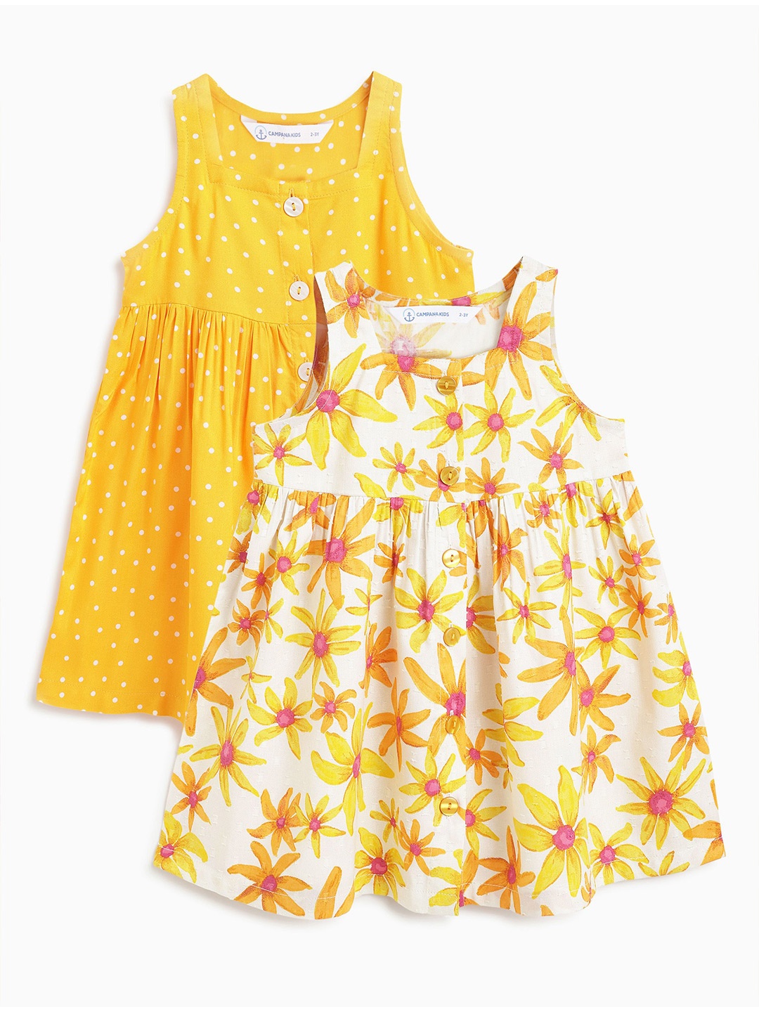 

Campana Girls Pack of 2 Printed Casual Dresses, Orange