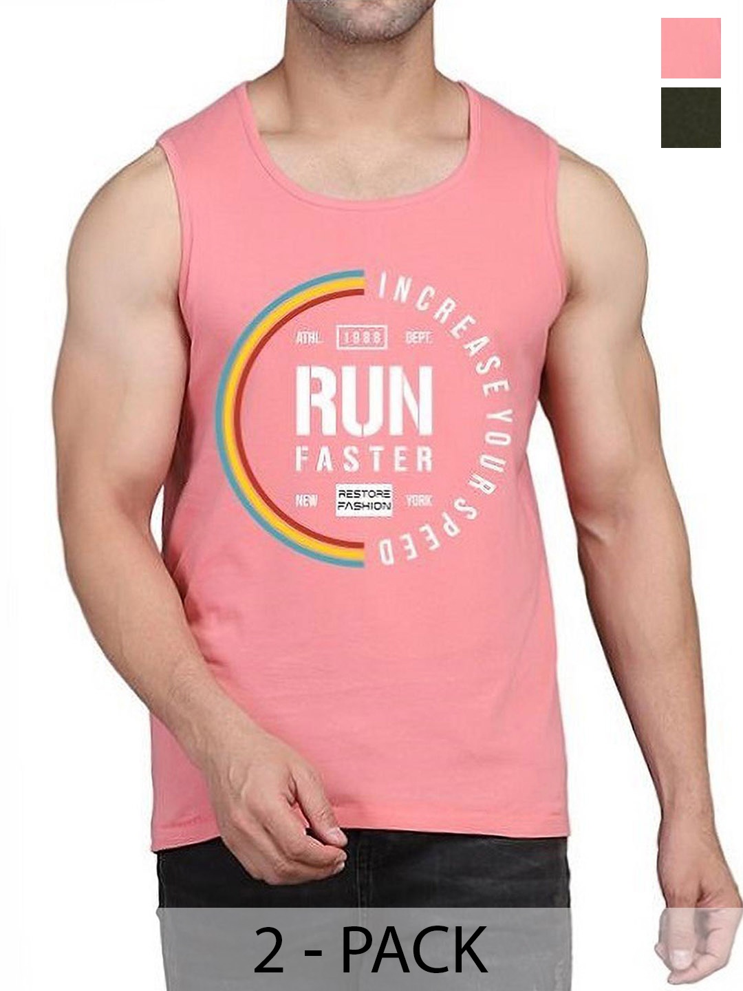 

WOOSTRO Men Typography Printed Round Neck Cotton Slim Fit T-shirt, Peach