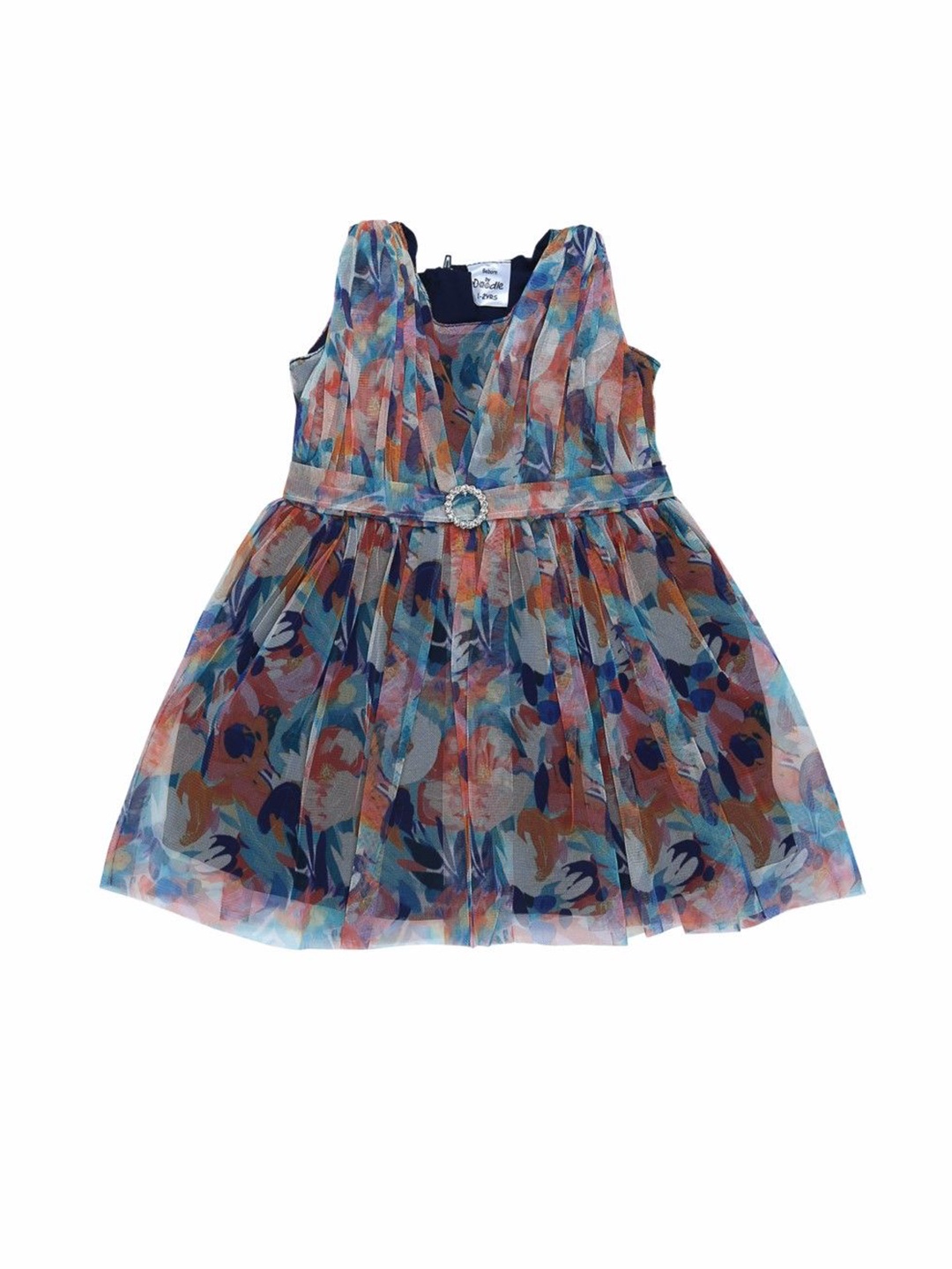 

Doodle Girls Pleated Net Fit & Flare Dress, Navy blue