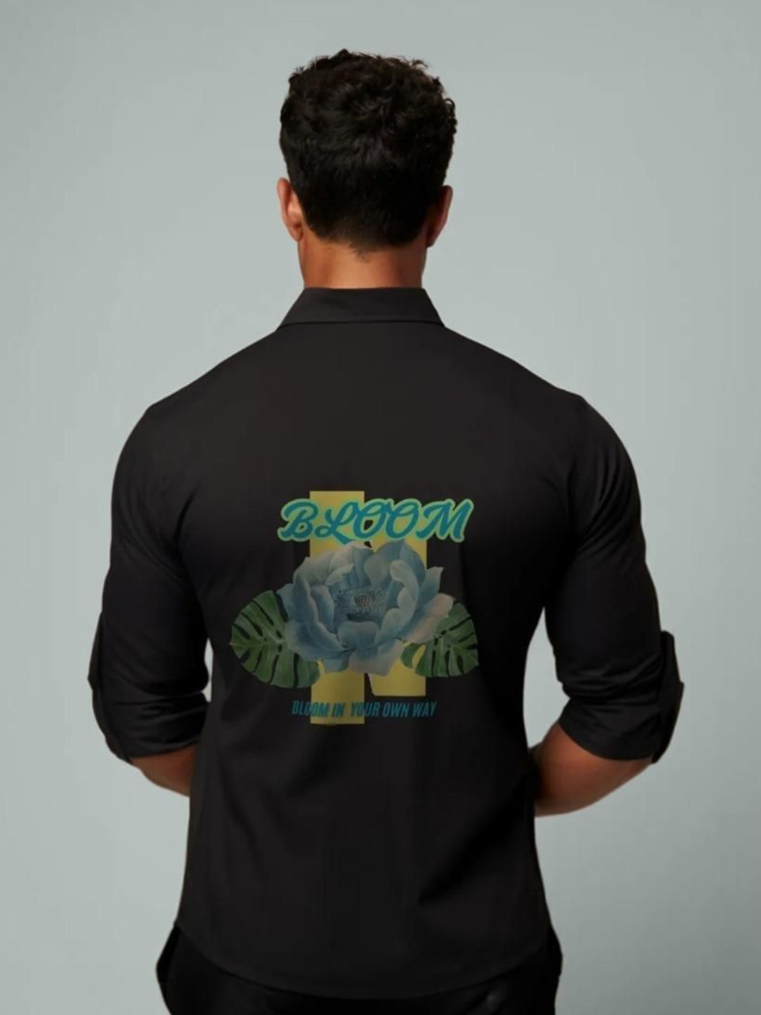 

HE SPOKE Men Smart Tailored Fit Opaque Printed Casual Shirt, Black