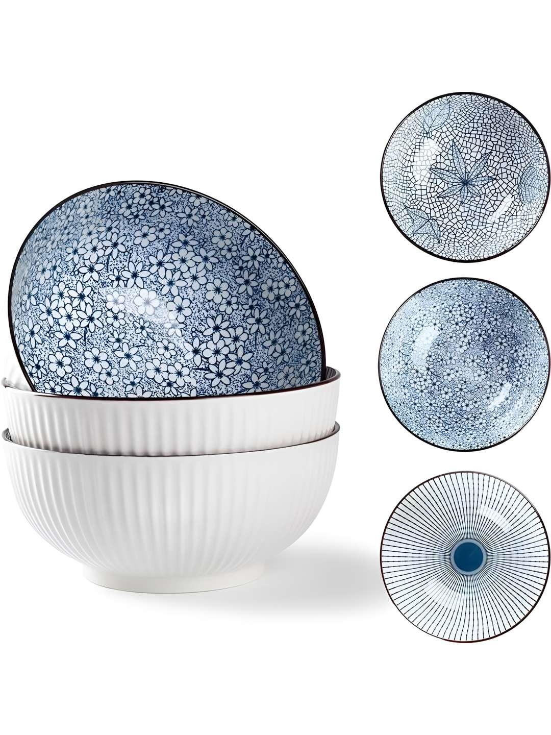 

BLANK SLATE HOME Blue 2024 3 Pieces Ceramic Dishwasher and Microwave Safe Serving Bowl