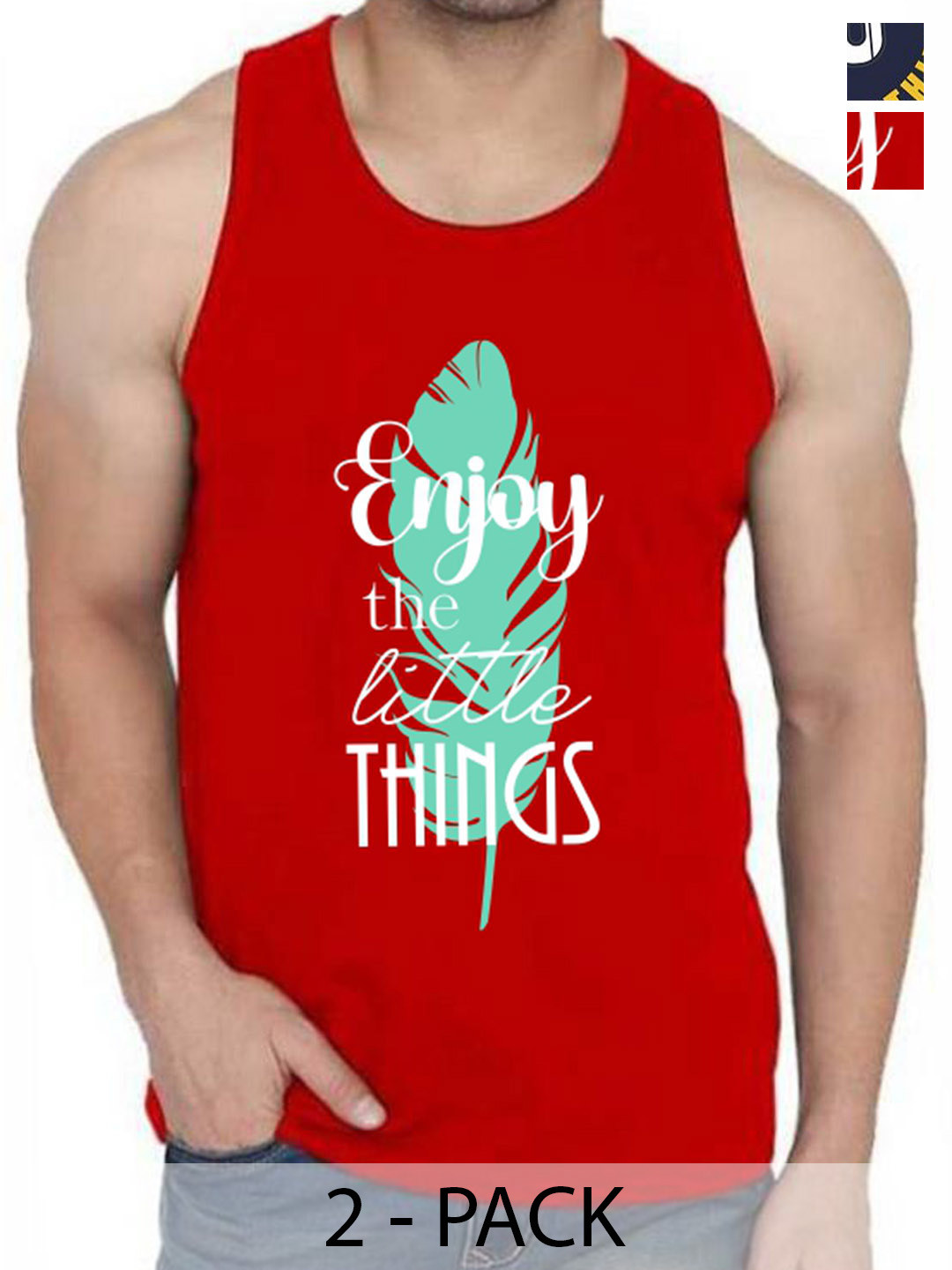 

WOOSTRO Pack Of 2 Printed Cotton Innerwear Vests RS26 (ENJOY RED)(98 NAVY)